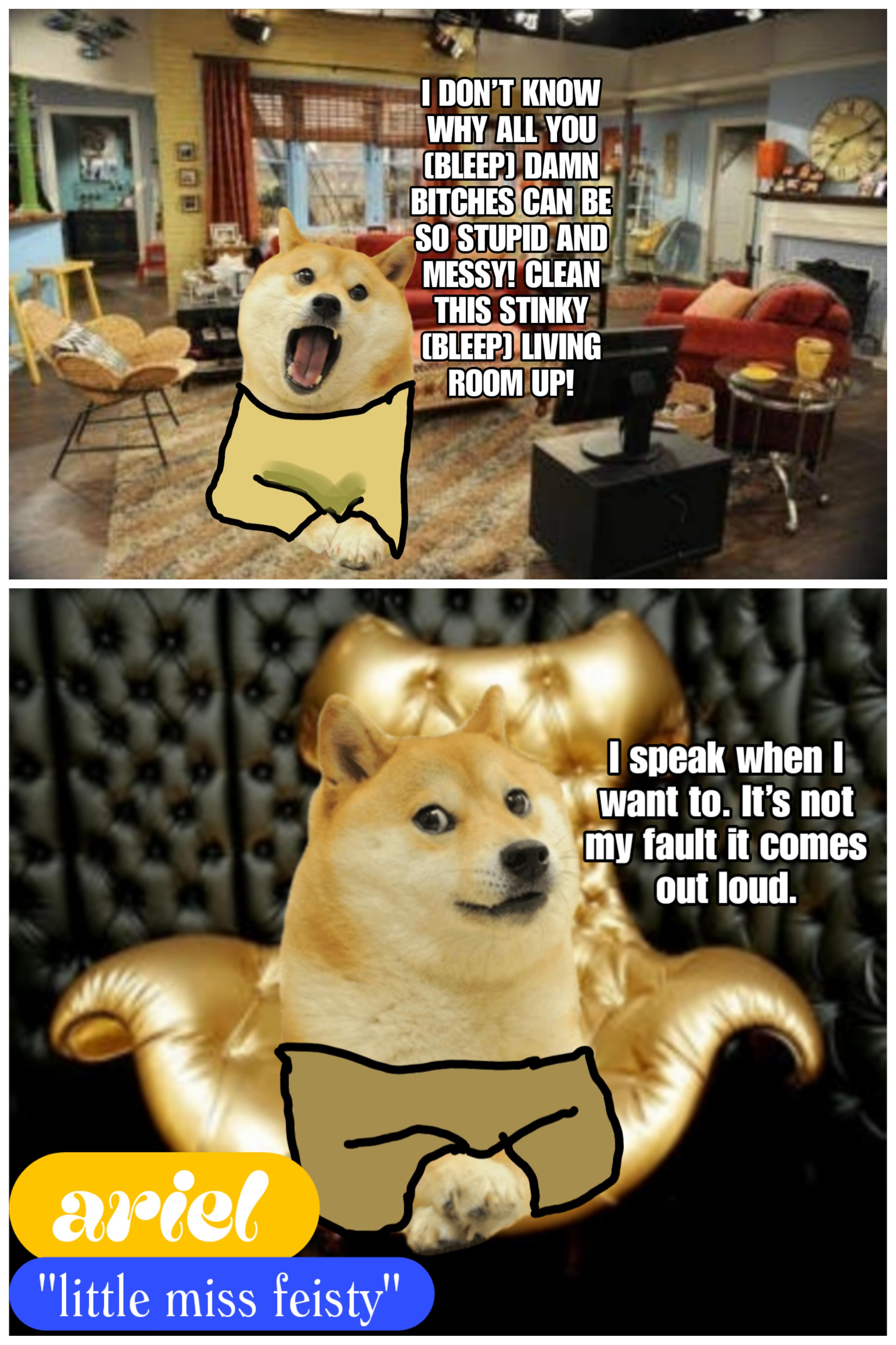 哲 I DON'T KNOW WHY ALL YOU (BLEEP) DAMN BITCHES CAN BE SO STUPID AND MESSY! CLEAN THIS STINKY (BLEEP) LIVING ROOM UP! ariel "little miss feisty" I speak when I want to. It's not my fault it comes out loud.