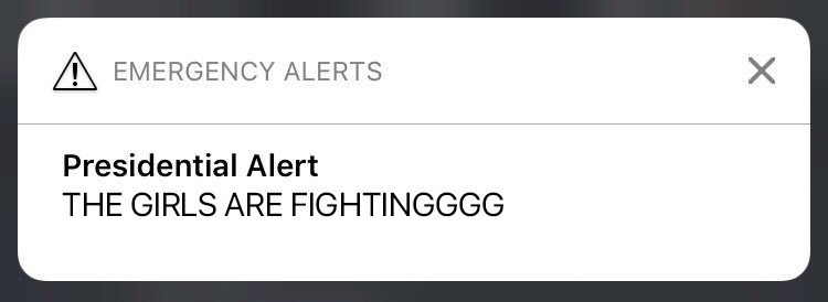 Tumblr user @gluten-free-pu--y posted a "Presidential Alert":https://knowyourmeme.com/memes/donald-trumps-presidential-alert meme that read, "THE GIRLS ARE FIGHTING" on February 16th, 2019, gathering over 390,000 notes in six years.