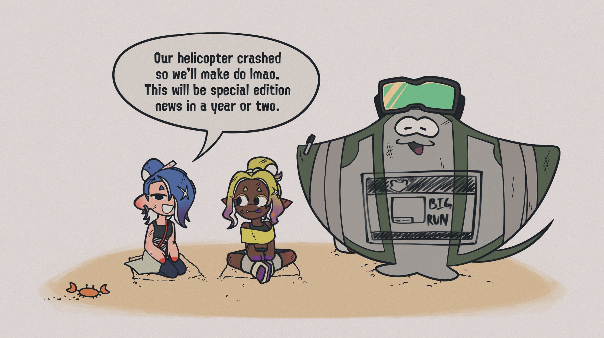 Our helicopter crashed so we'll make do Imao. This will be special edition news in a year or two. ہے 8+ BIG RUN