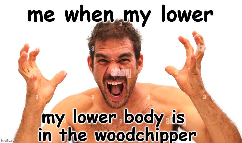 me when my lower a alamy imgflip.com my lower body is in the woodchipper la