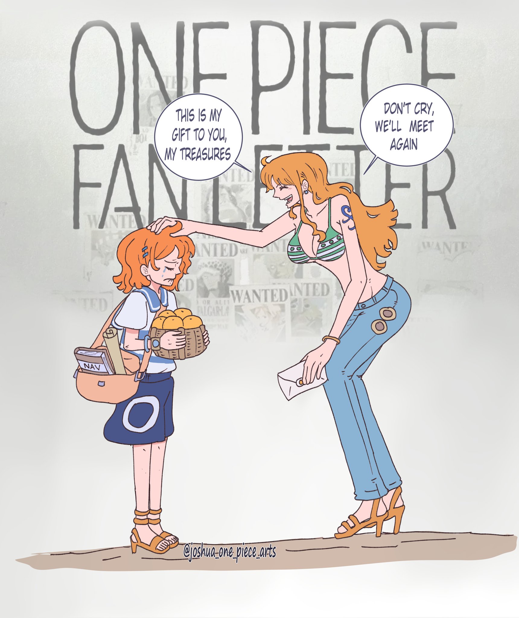 ONE PIECE THIS IS MY GIFT TO YOU, MY TREASURES DON'T CRY, WE'LL MEET AGAIN FANLEADER D ANTED OR ALET FALGARLA WANTEDINTED WANTE NAV @joshua-one piece.arts