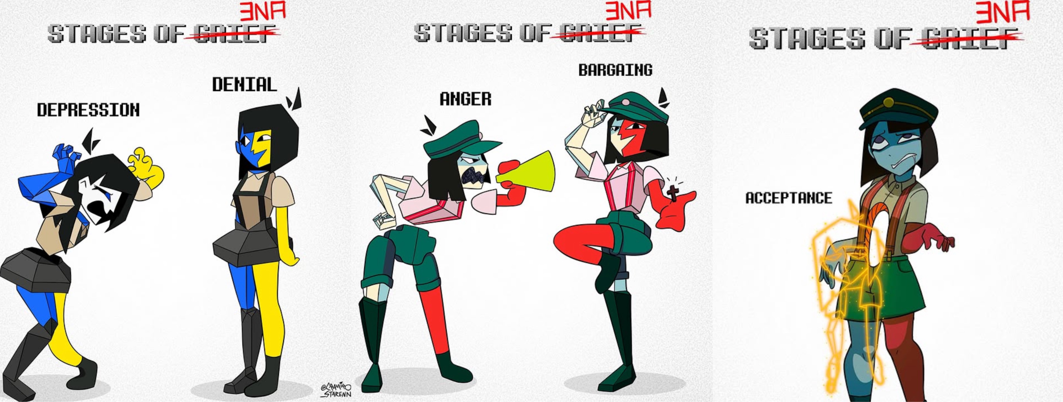 STAGES OF CRIEF DEPRESSION NA NA STAGES OF CRIEF NA STAGES OF GRIEF BARGAING DENIAL ANGER MAMTRO STARENN ACCEPTANCE