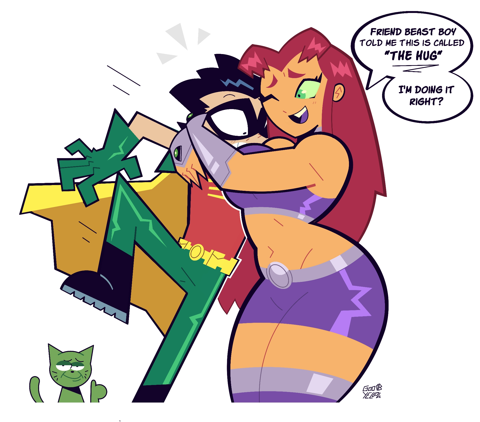 OM FRIEND BEAST BOY TOLD ME THIS IS CALLED "THE HUG" I'M DOING IT RIGHT? Goo YELLOW