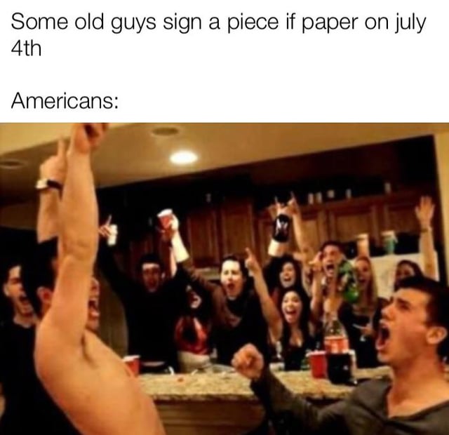 Some old guys sign a piece if paper on july 4th Americans: