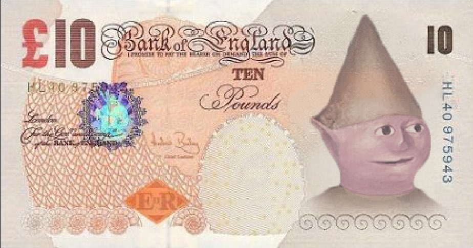 X user @gunschilli tweeted an image of the "Gnome Child":https://knowyourmeme.com/memes/gnome-child from _Runescape_ in response to a BBC tweet announcing that the Bank of England is taking suggestions for a banknote redesign.