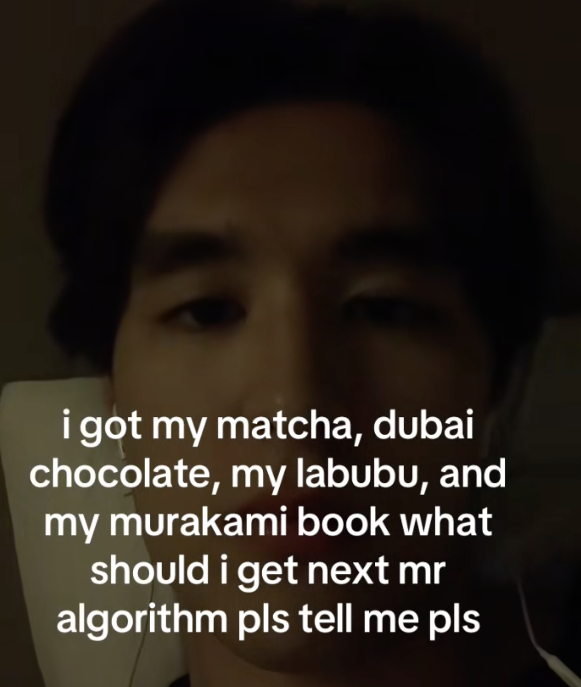 i got my matcha, dubai chocolate, my labubu, and my murakami book what should i get next mr algorithm pls tell me pls