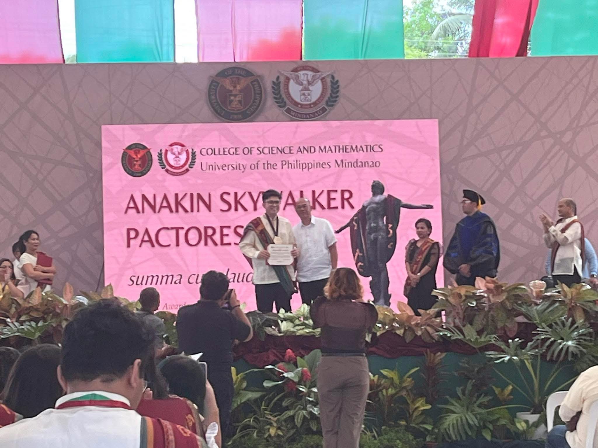 UNIVER TE THE MINDANAO COLLEGE OF SCIENCE AND MATHEMATICS University of the Philippines Mindanao ANAKIN SKY ALKER PACTORES summa cu aud Awar