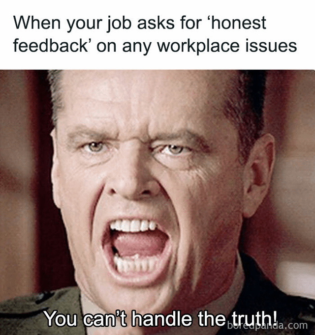 When your job asks for 'honest feedback' on any workplace issues You can't handle the truth! boredpanda.com