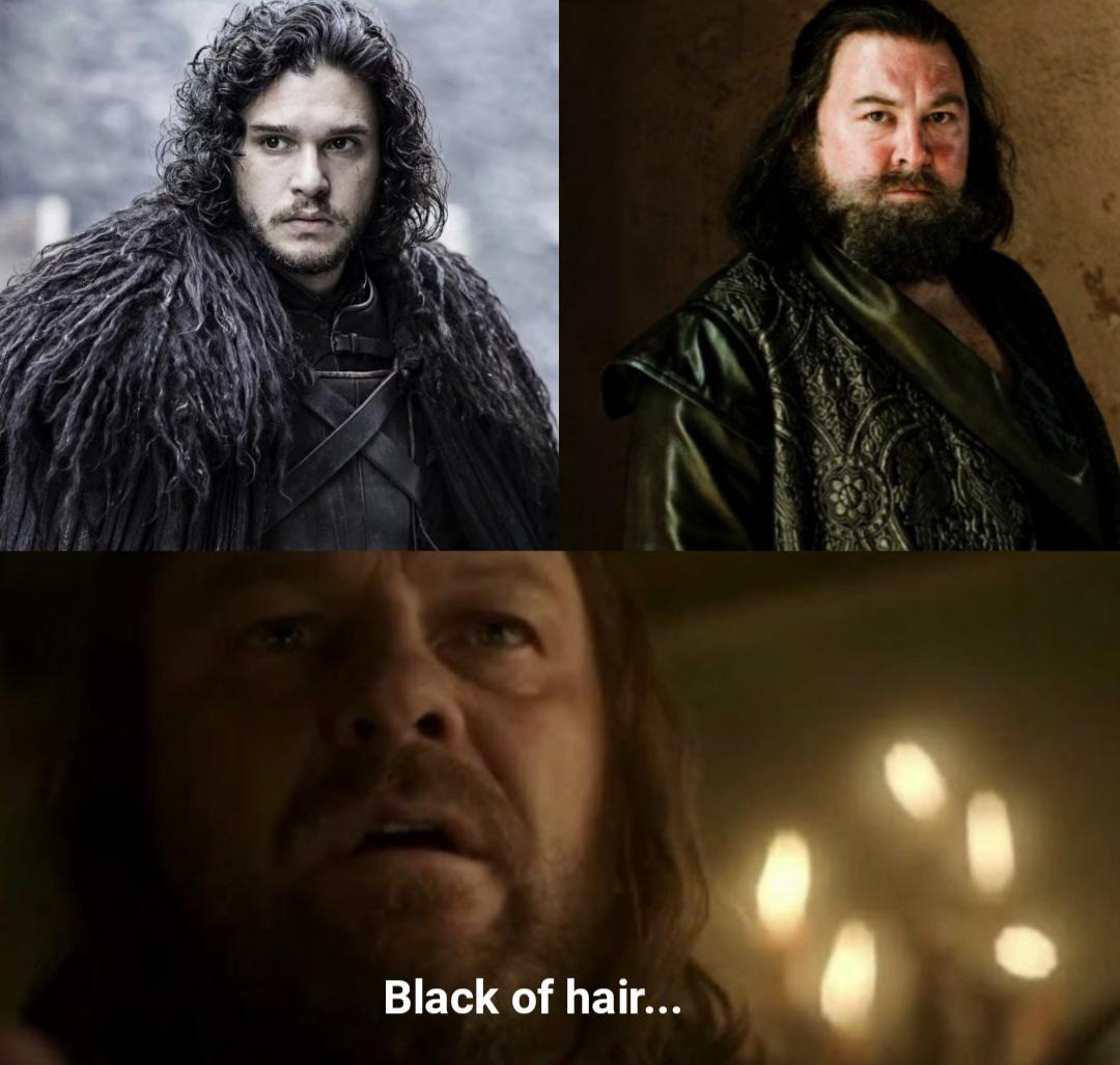 Black of hair...