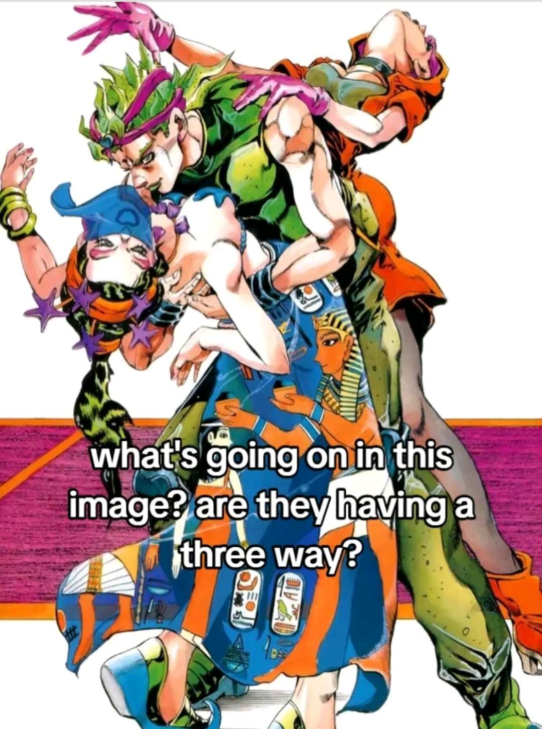 what's going on in this image? are they having a three way?