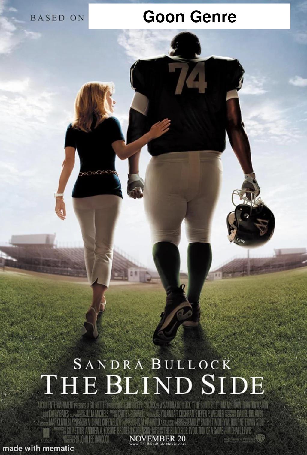 BASED ON Goon Genre 74 3 SANDRA BULLOCK THE BLIND SIDE ALCON ENTERTAINMENT PRESENTS & GIL NETTER PRO JOHN CEE HANCOCK FAM SANDRA BULLOCK "THE BLIND SIDE THE MCGRAW QUINTON AARON AND KATHY BATES SUP JULIA MICHELS CARTER BELE YOLANDAT. COCHRAN STEVEN P. WEGNER DANIEL ORLAND EDITOR MARK LIVOLSI ALARKIVILO ASC, CSE PREDENS MOLLY SMITH TIMOTHY M. BOURNE ERWIN STOFF MICHAEL CORENBLITH PERGIL NETTER ANDREW A KOSOVE BRODERICK JOHNSON THE BLIND SIDE: EVOLUTION OF A GAME MICHAEL LEWIS JOHN LEE HANCOCK made with mematic NOVEMBER 20 www.TheBlindSideMovie.com