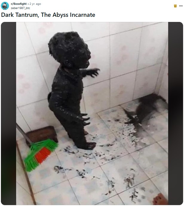 A post to the /r/BossFight subreddit. It reads, "Dark Tantrum, The Abyss Incarnate."