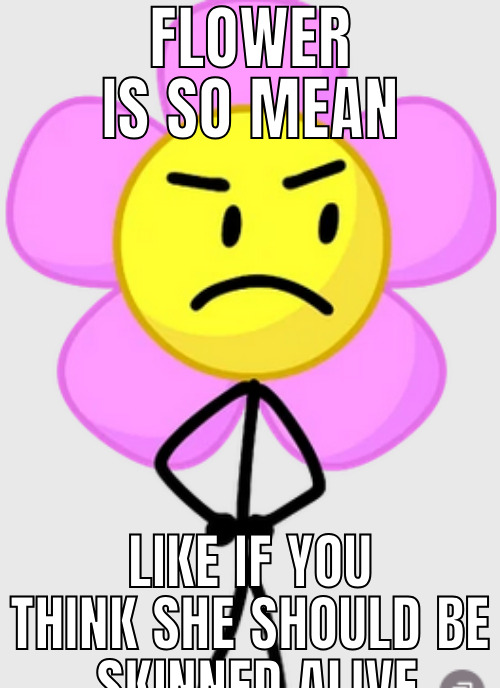 FLOWER IS SO MEAN LIKE IF YOU THINK SHE SHOULD BE SKINNED ALIVE