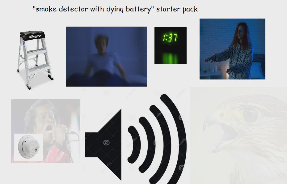 "smoke detector with dying battery" starter pack 8:37 G om/tim