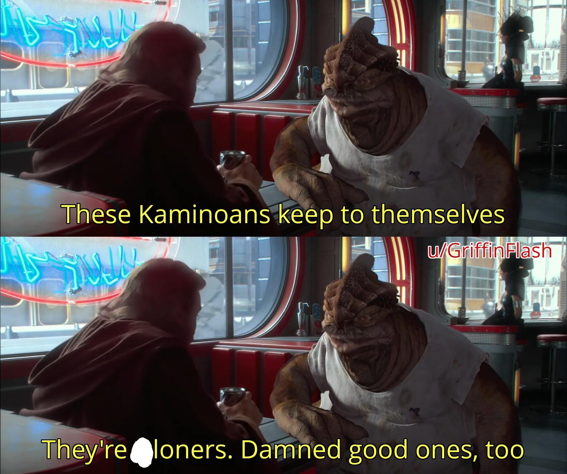 1 These Kaminoans keep to themselves u/GriffinFlash They're loners. Damned good ones, too