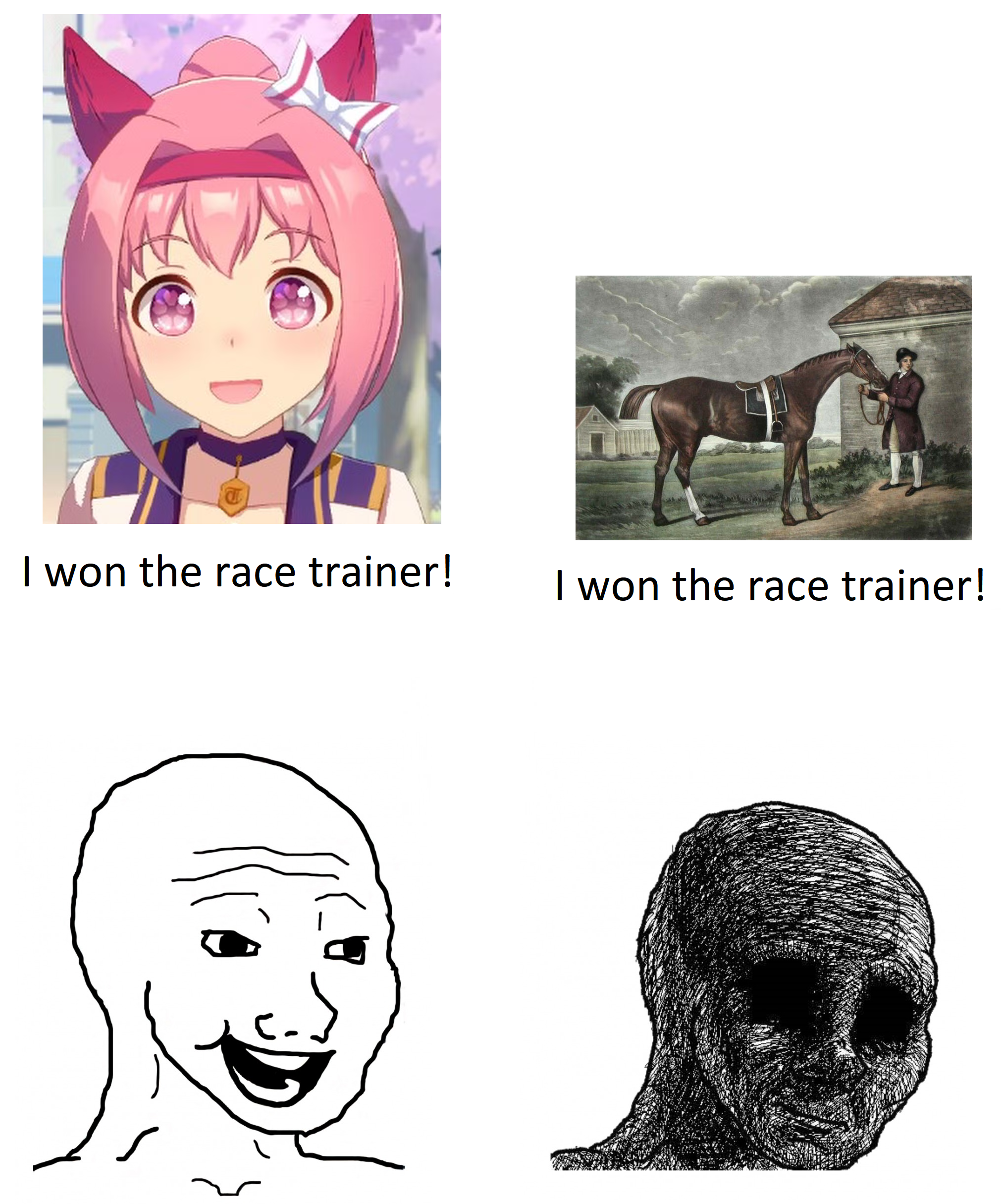 I won the race trainer! I won the race trainer!