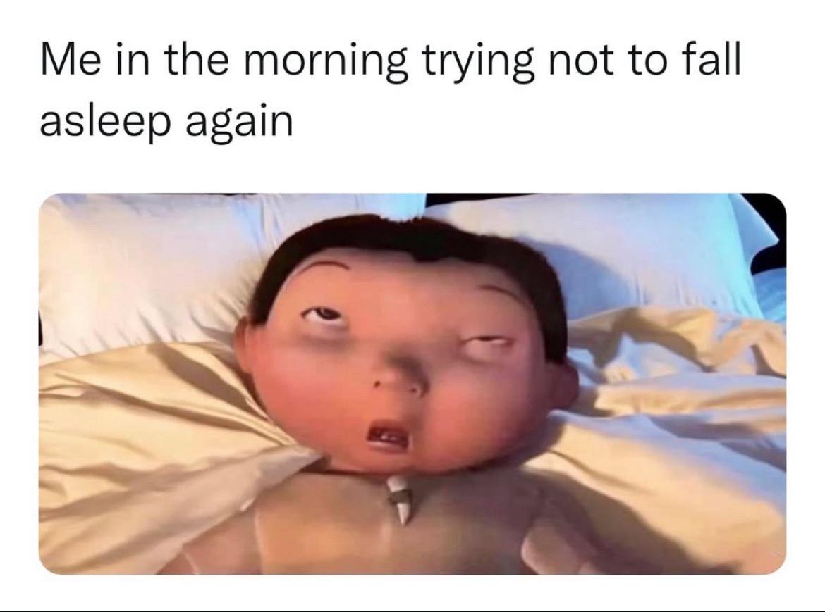 Me in the morning trying not to fall asleep again
