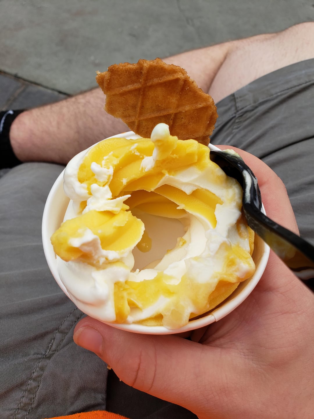 The ice cream is hollow
