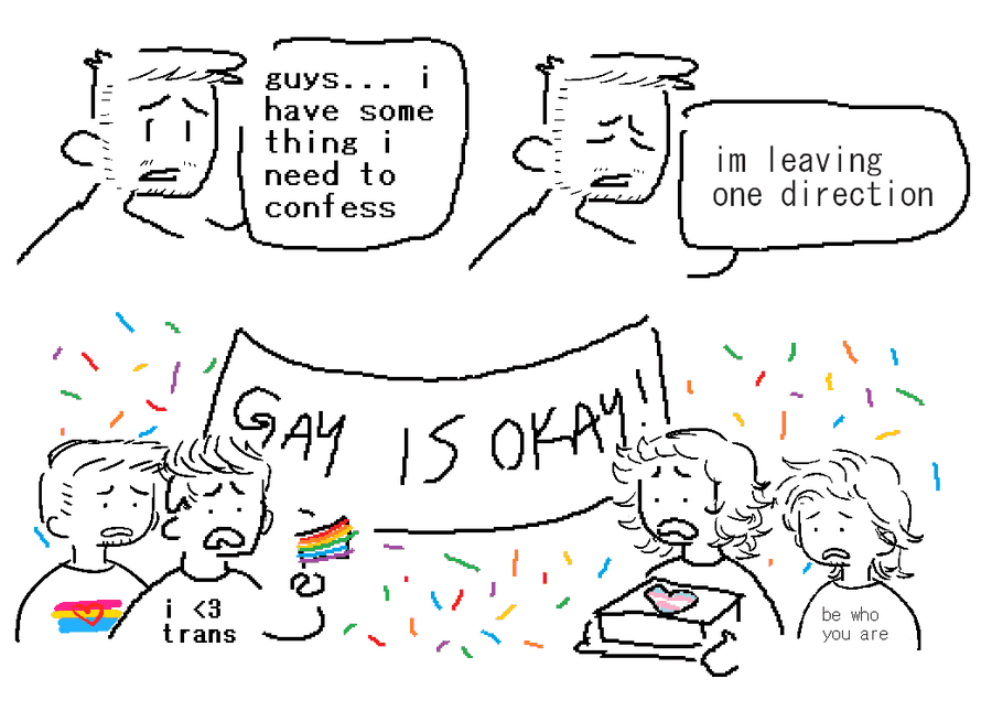 guys.. i have some thing i need to confess im leaving one direction GAY IS OKAY!! i <3 trans be who you are