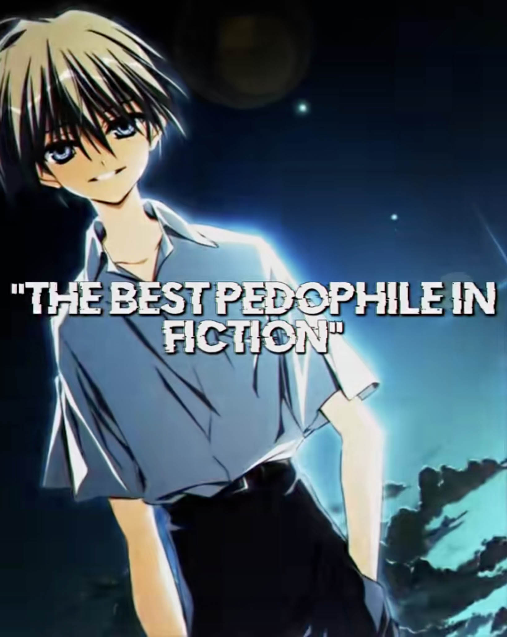 The original screenshot of the Best P-------- in Fiction "TikTok":https://knowyourmeme.com/memes/sites/tiktok edit, showing the _Subarashiki Hibi_ character Mamiya Takuji.