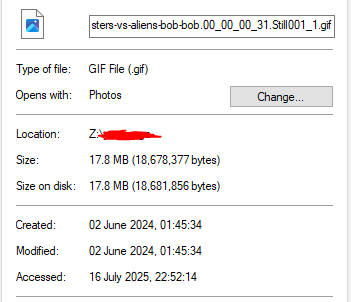 X user @YahBoiSpeedz shared a screenshot of the matadata of the original BOB staring GIF file. 