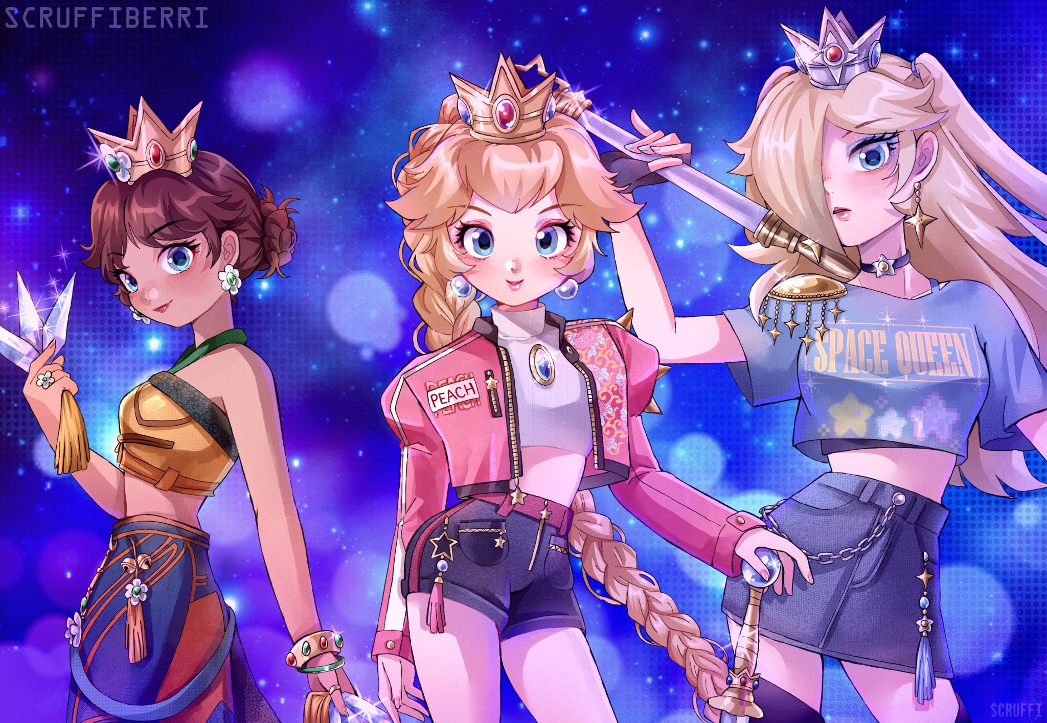 SCRUFFIBERRI PEACH SPACE QUEEN SCRUFFI