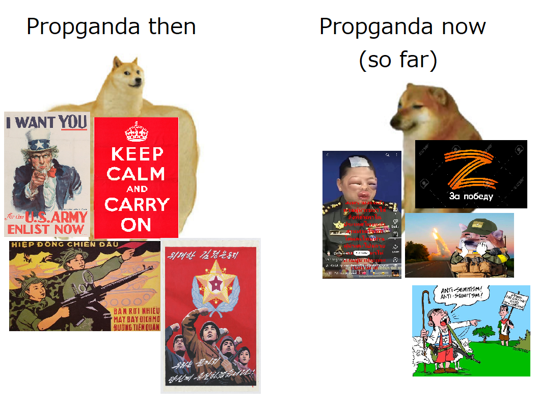 Propganda then Propganda now (so far) I WANT YOU KEEP CALM AND CARRY for the U.S.ARMY ENLIST NOW HIỆP ĐÔNG CHIẾN ĐẦU ON BẢN RẤT NHIỀU MAY BAY DICHMO BUONG TIEN QUAN 위대한 김정운동1 우하는 끝까지 당시계 충실하겠습니다. די w N За победу ANTI-SEMITISM! ANTI-SEMITSM!