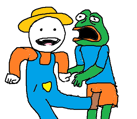Farmer kicks pepe in balls