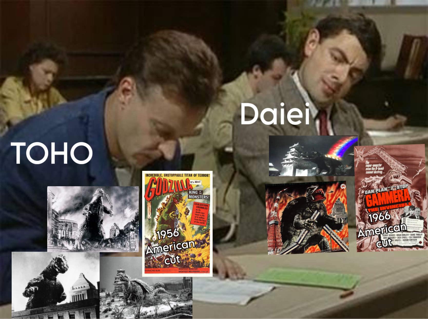 TOHO INCREDIBLE, UNSTOPPABLE TITAN OF TERROR! It's Alive! GODZILLE KING MONSTERS! CIVILIZATION CRUMBLES 1956 American RAYMOND BURR Cut Mast a city of 6 million from the face MIGHTIEST MONSTER MIGHTIEST MELODRAMA af de a Daiei The Super-monster even the H-bomb cannot destroy... CAN PLAN STOP GAMMERA THE INVINCIB 1966 American Cut ALBERT DENKER-BRIAN DONLEVY DIANE FINDLAY JOHN BARAGREY-D--- O'NEILL EU FUNAKOSH SUGATA HARUMI KIRITACH