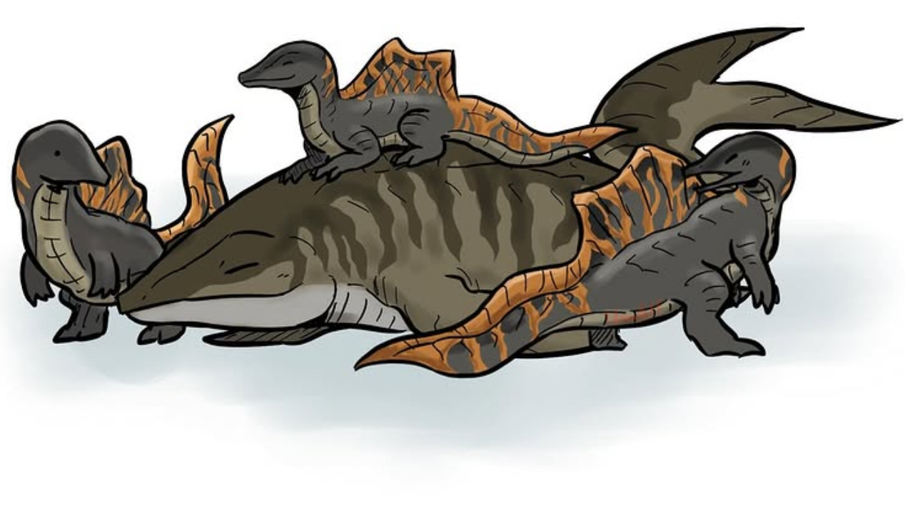 Mosasaurus and Spinosaurus