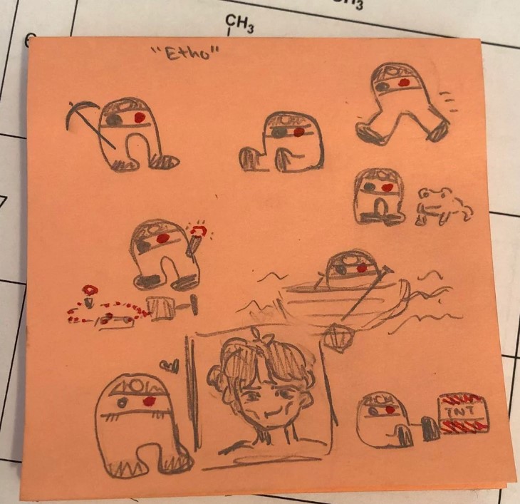 Sketches by Redditor fluffysparks. The sketches are of Eefo.