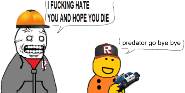 An "I F------ Hate You and Hope You Die":https://knowyourmeme.com/memes/i-f-------hate-you-and-hope-you-die meme about "YouTuber":https://knowyourmeme.com/memes/sites/youtube Schlep and "_Roblox_":https://knowyourmeme.com/memes/subcultures/roblox. 