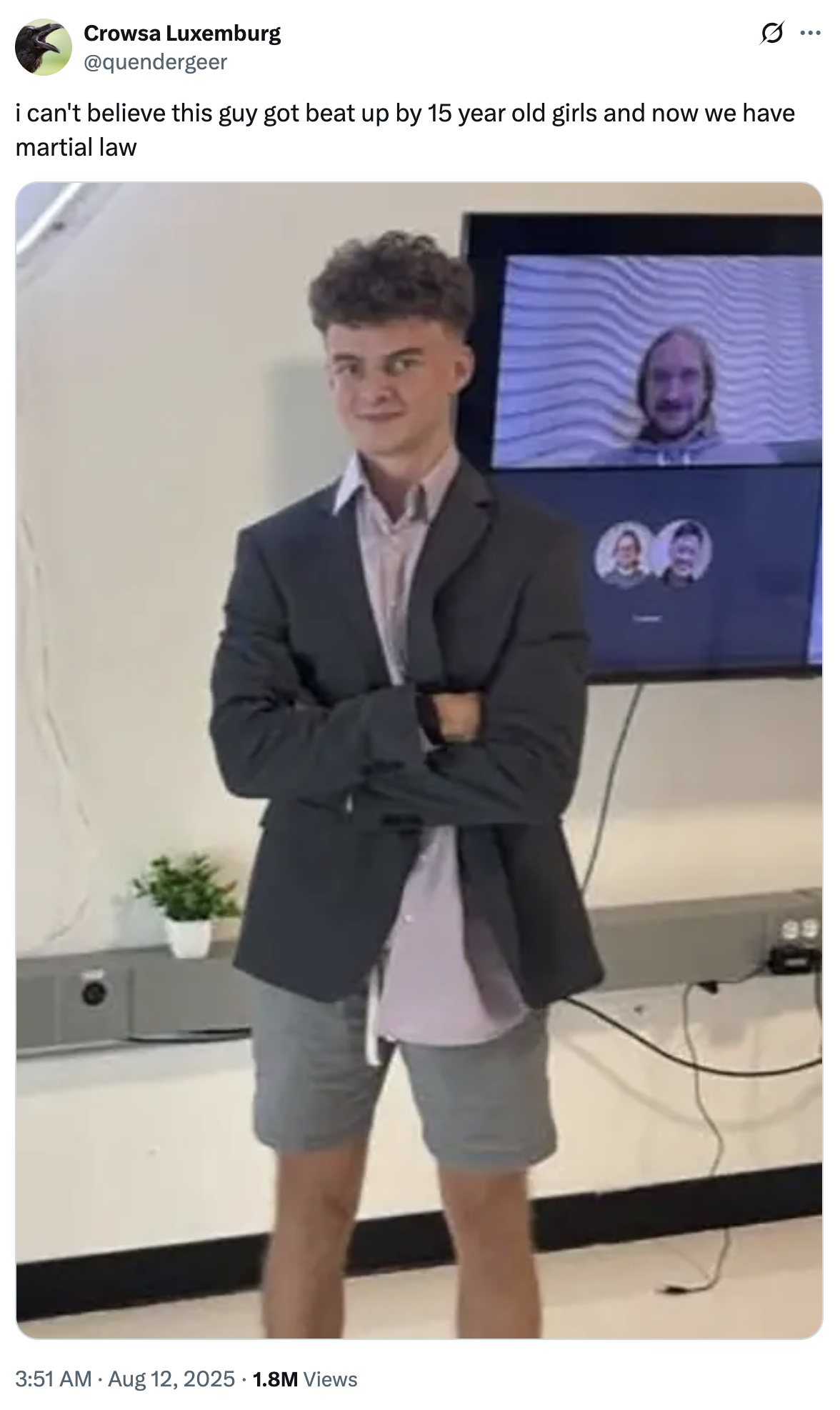 A "tweet":https://knowyourmeme.com/memes/sites/twitter-x about the "Big Balls" Assault, linking it to "martial law" in D.C.