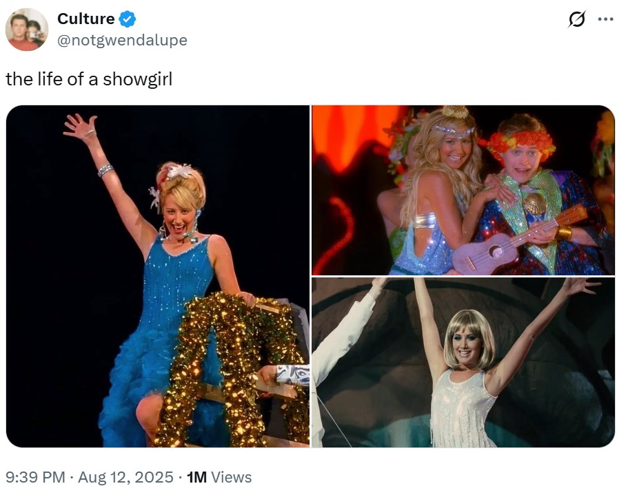 Culture @notgwendalupe the life of a showgirl 9:39 PM Aug 12, 2025 1M Views ...