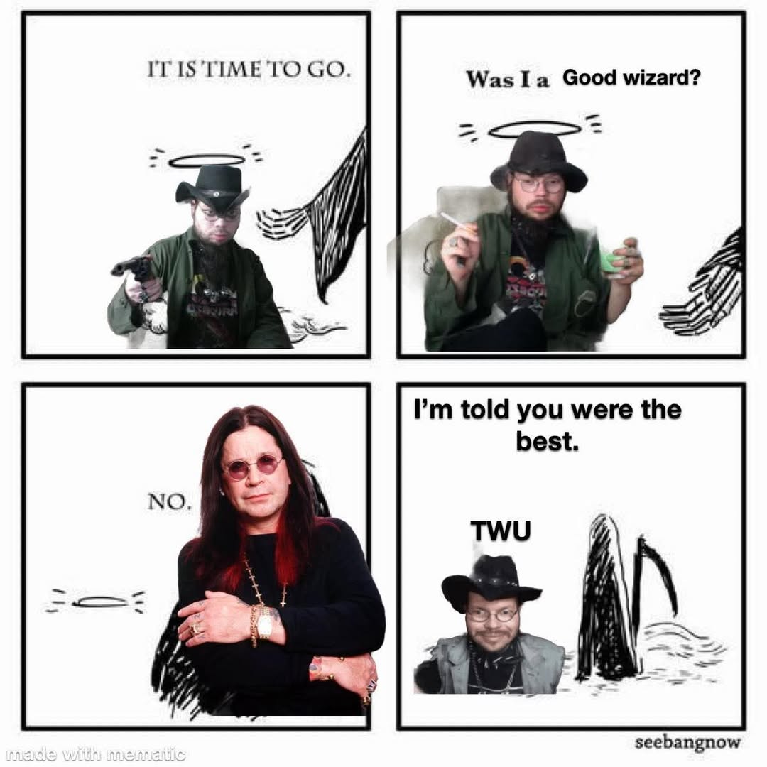 A "meme":https://knowyourmeme.com/memes/memes about the death of internet "Lolcow":https://knowyourmeme.com/memes/lolcow KingCobraJFS, also known as Josh Saunders, in August 2025, using the "Death and the Dog":https://knowyourmeme.com/memes/death-and-the-dog template.