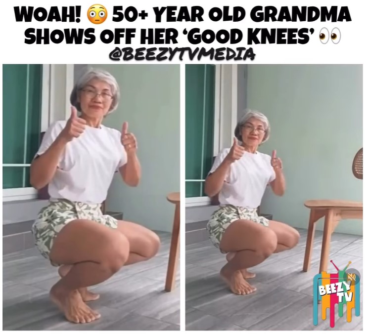 WOAH! 50+ YEAR OLD GRANDMA SHOWS OFF HER 'GOOD KNEES'