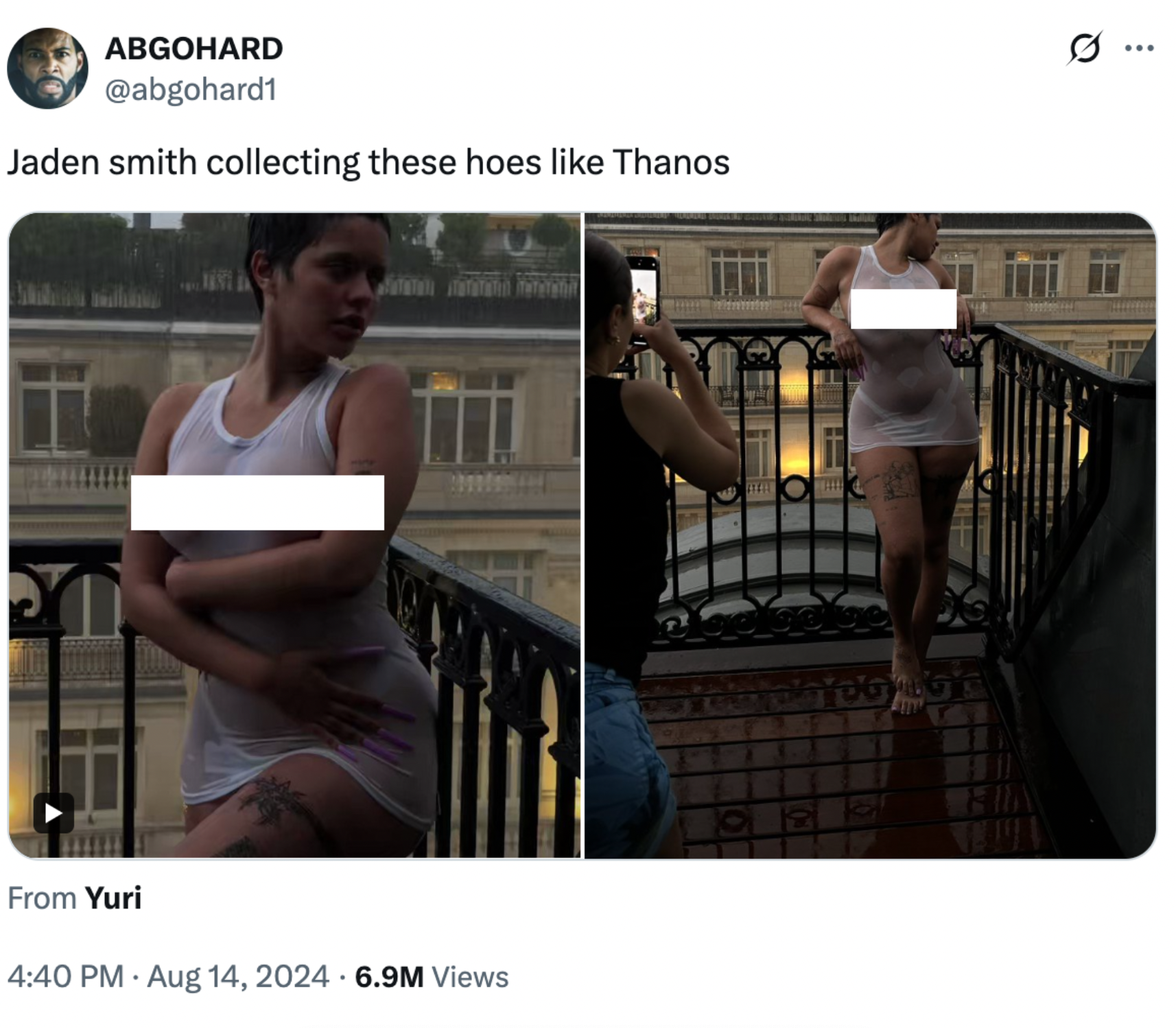 A "tweet":https://knowyourmeme.com/memes/sites/twitter-x about "Jaden Smith":https://knowyourmeme.com/memes/people/jaden-smith supposedly ""fumbling":https://knowyourmeme.com/memes/fumbling-a-bad-bitch" his ex-girlfriend Sab Zada, whom he allegedly cheated on in 2024 with an "influencer":https://knowyourmeme.com/memes/social-media-influencer named Khleopatre.