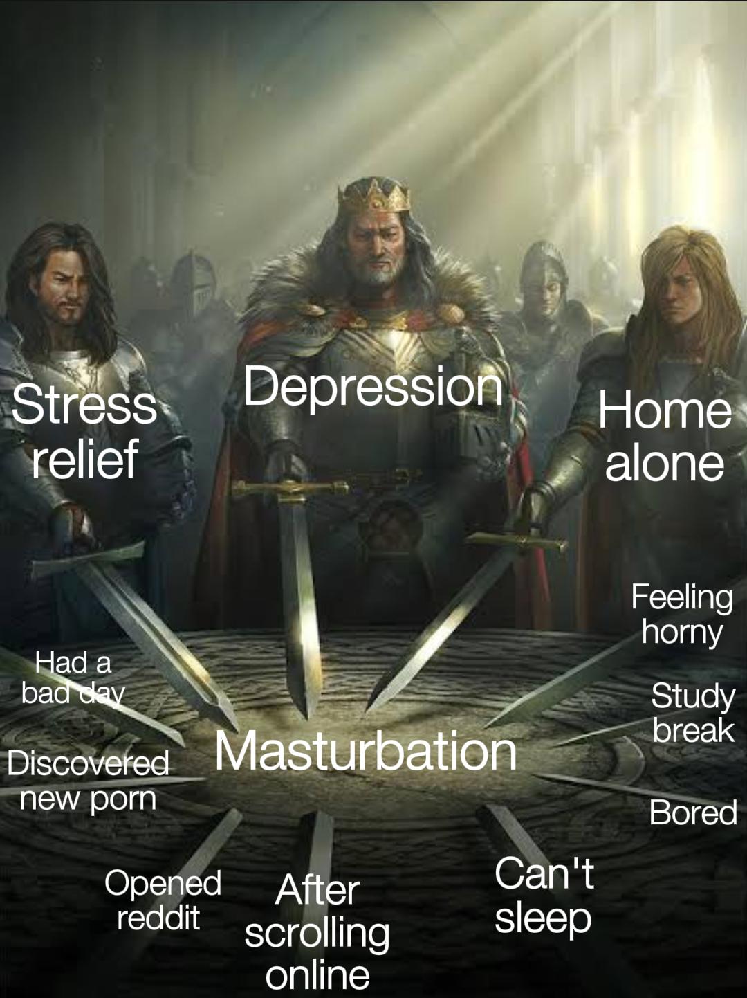Stress relief Depression Home alone Feeling horny Had a bad day Discovered M----------- Study break new p--- Bored Opened reddit Can't After scrolling sleep online