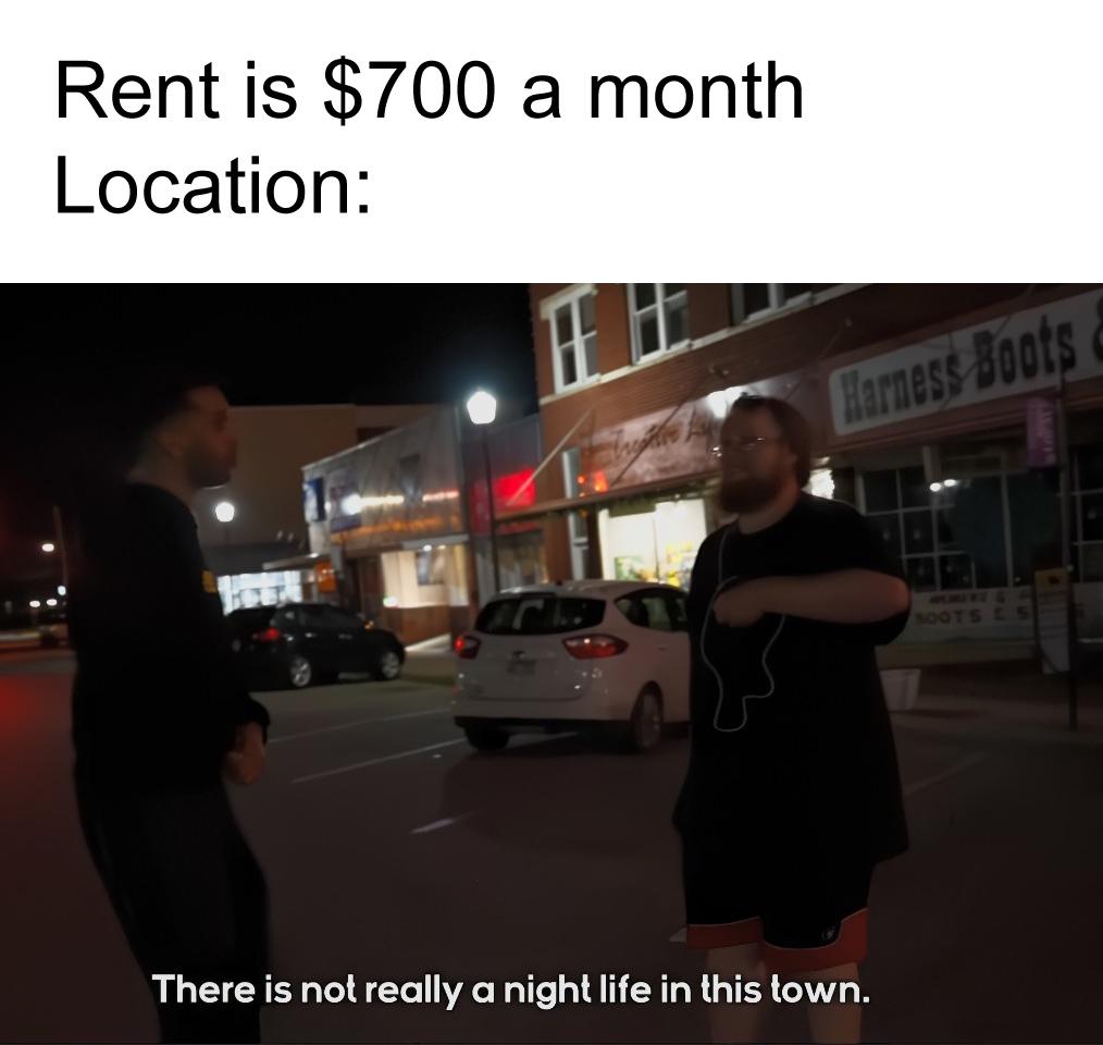 Rent is $700 a month Location: There is not really a night life in this town. Harness Boots BOOTS & S