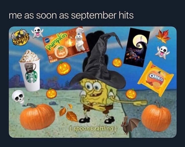me as soon as september hits Pumpkin (spoons rattling) OREO