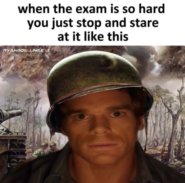 A "Thousand Yard Stare":https://knowyourmeme.com/memes/thousand-yard-stare meme edit using the Dexter Stare meme overlaid on the original illustration.