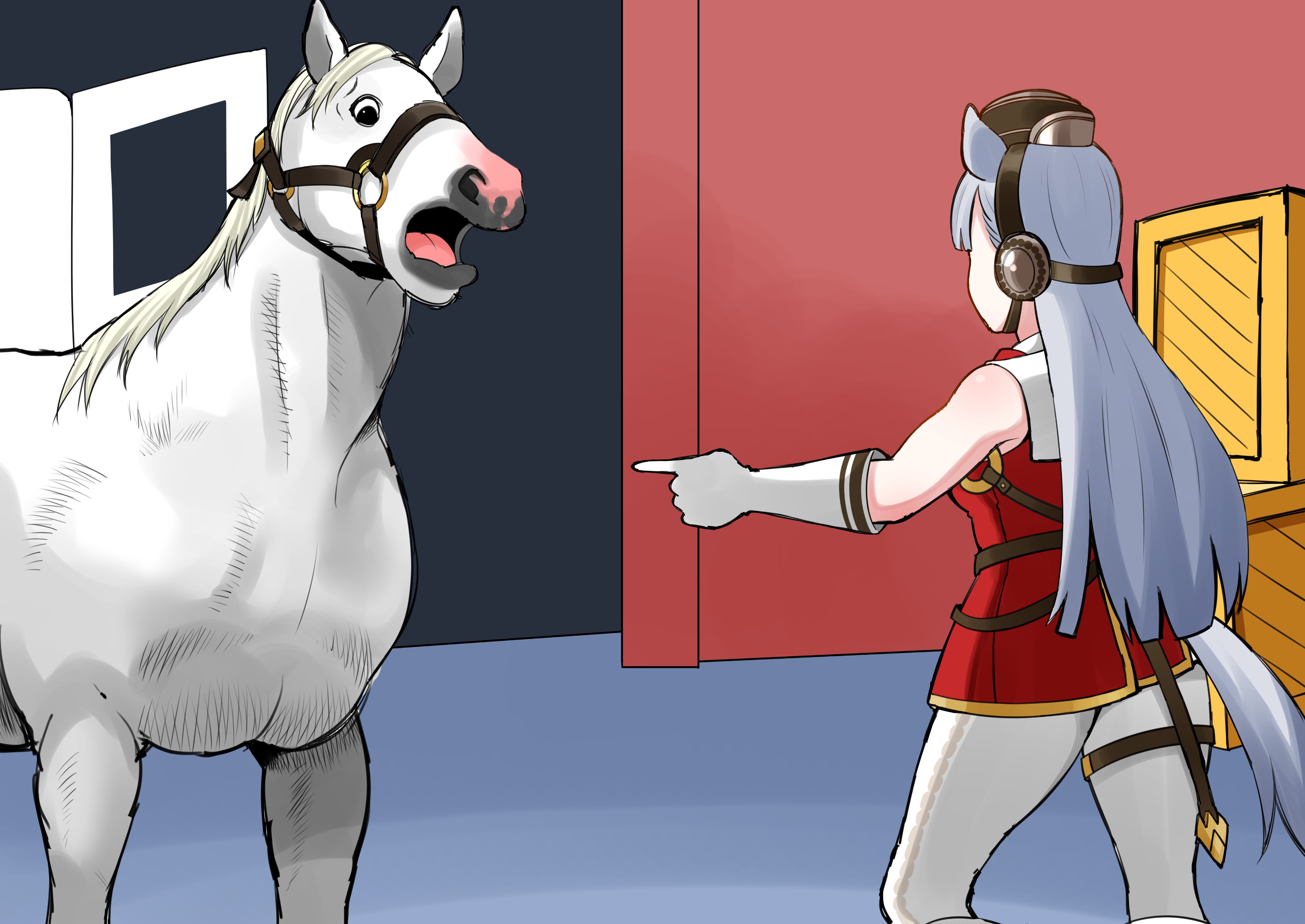 Gold Ship pointing at Gold Ship