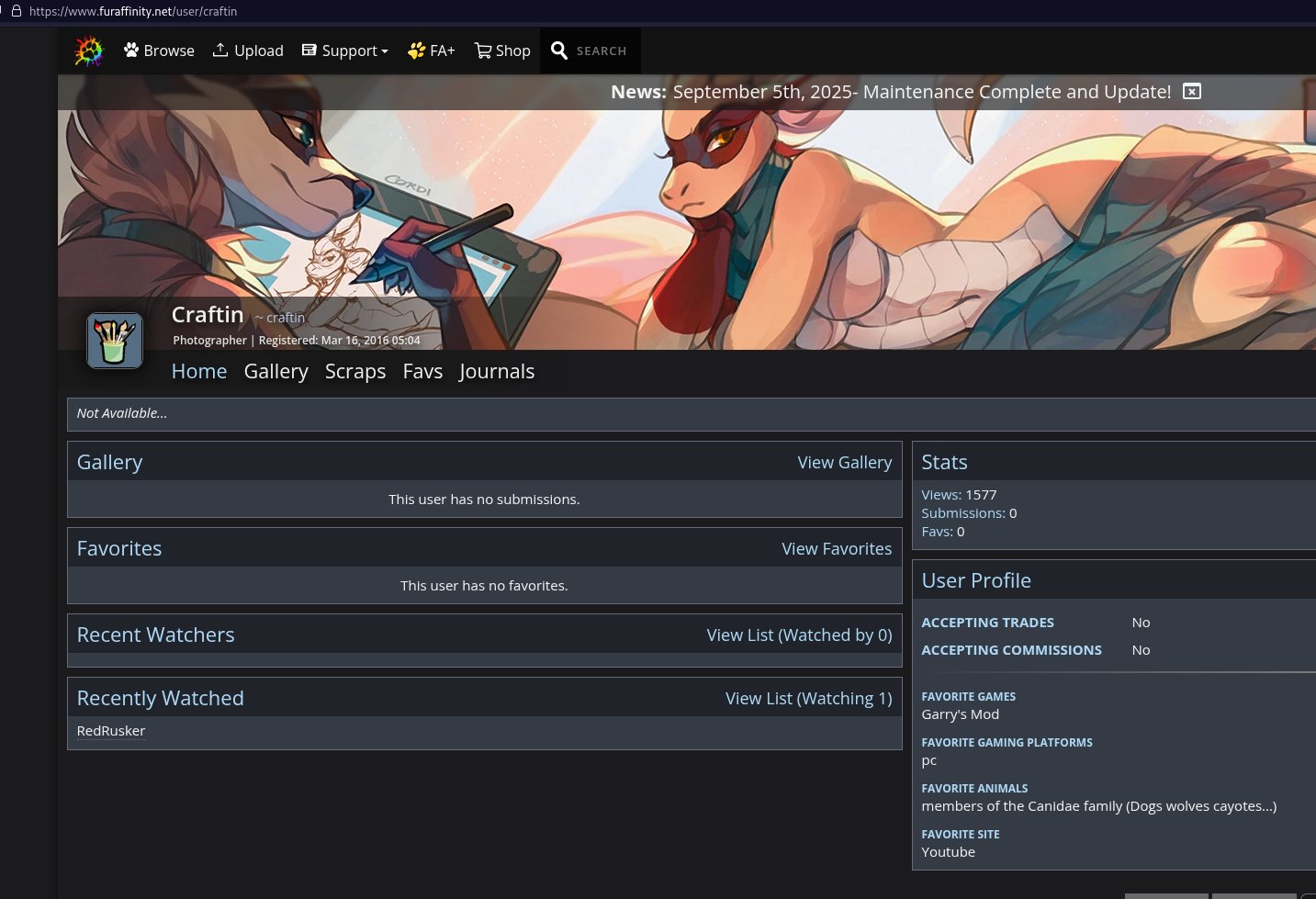 The purported Fur Affinity account belonging to Tyler Robinson, the suspected Charlie Kirk shooter, which was widely reposted online in mid-September 2025.