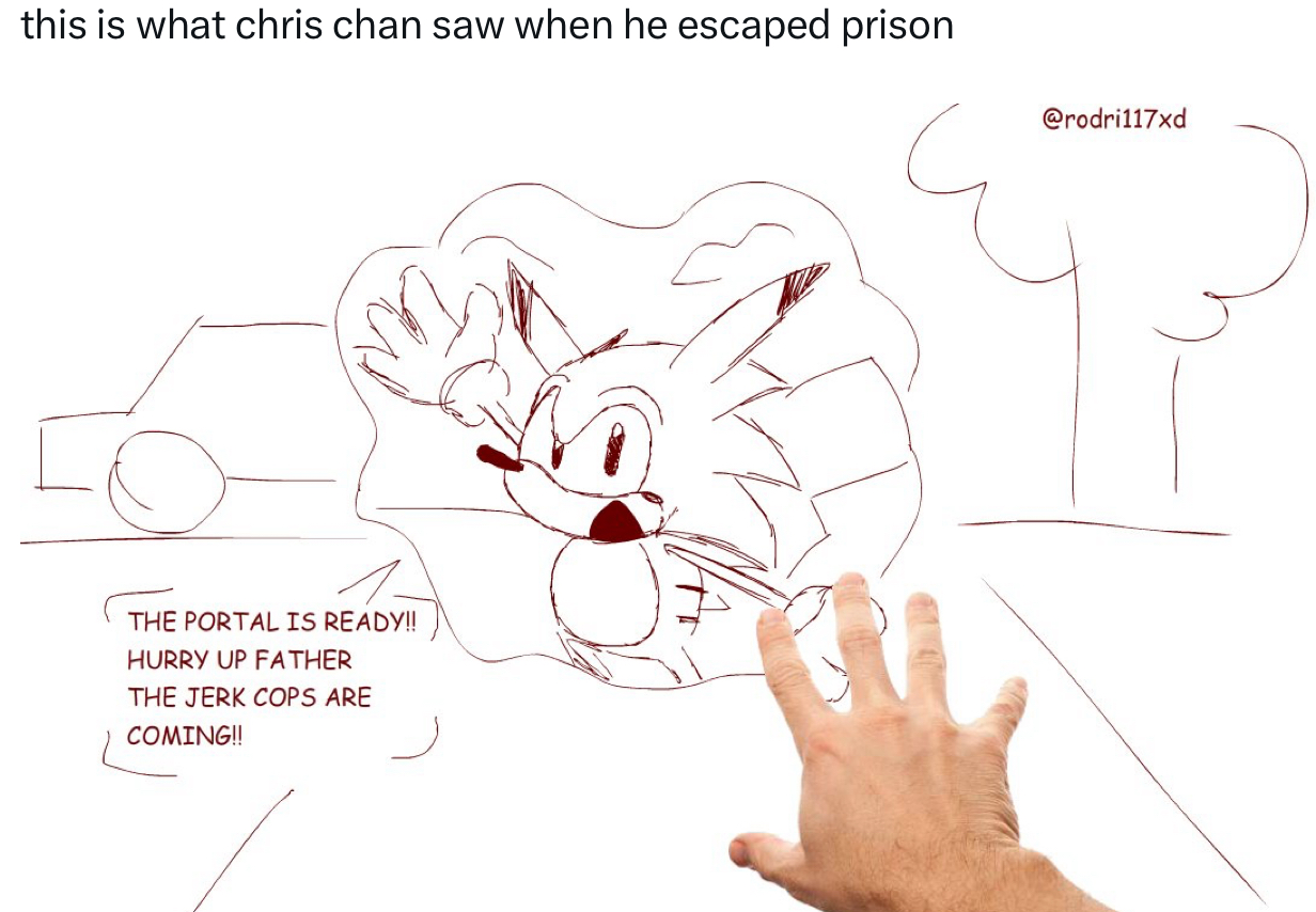 this is what chris chan saw when he escaped prison THE PORTAL IS READY!! HURRY UP FATHER THE JERK COPS ARE COMING!! @rodri117xd