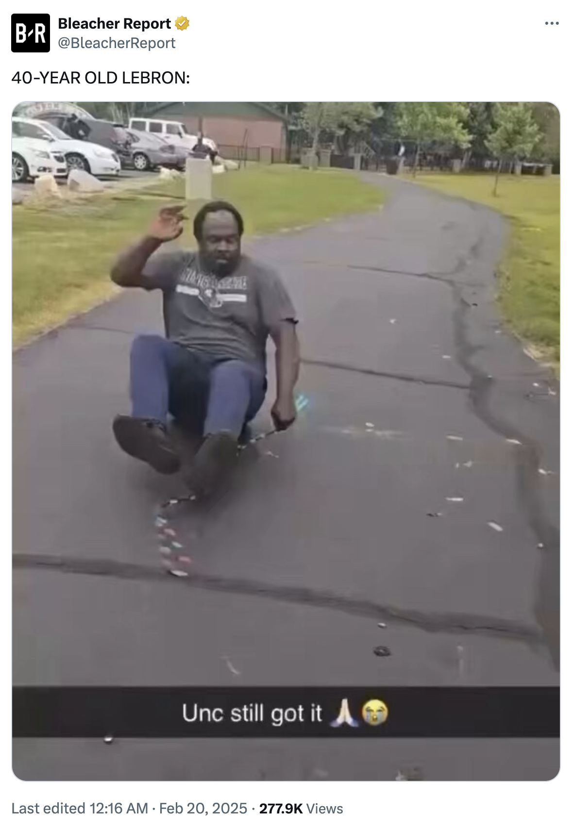 A "tweet":https://knowyourmeme.com/memes/sites/twitter-x using the "Unc Still Got It" "image macro":https://knowyourmeme.com/memes/image-macros to joke about "NBA":https://knowyourmeme.com/memes/cultures/basketball player "LeBron James":https://knowyourmeme.com/memes/people/lebron-james. 