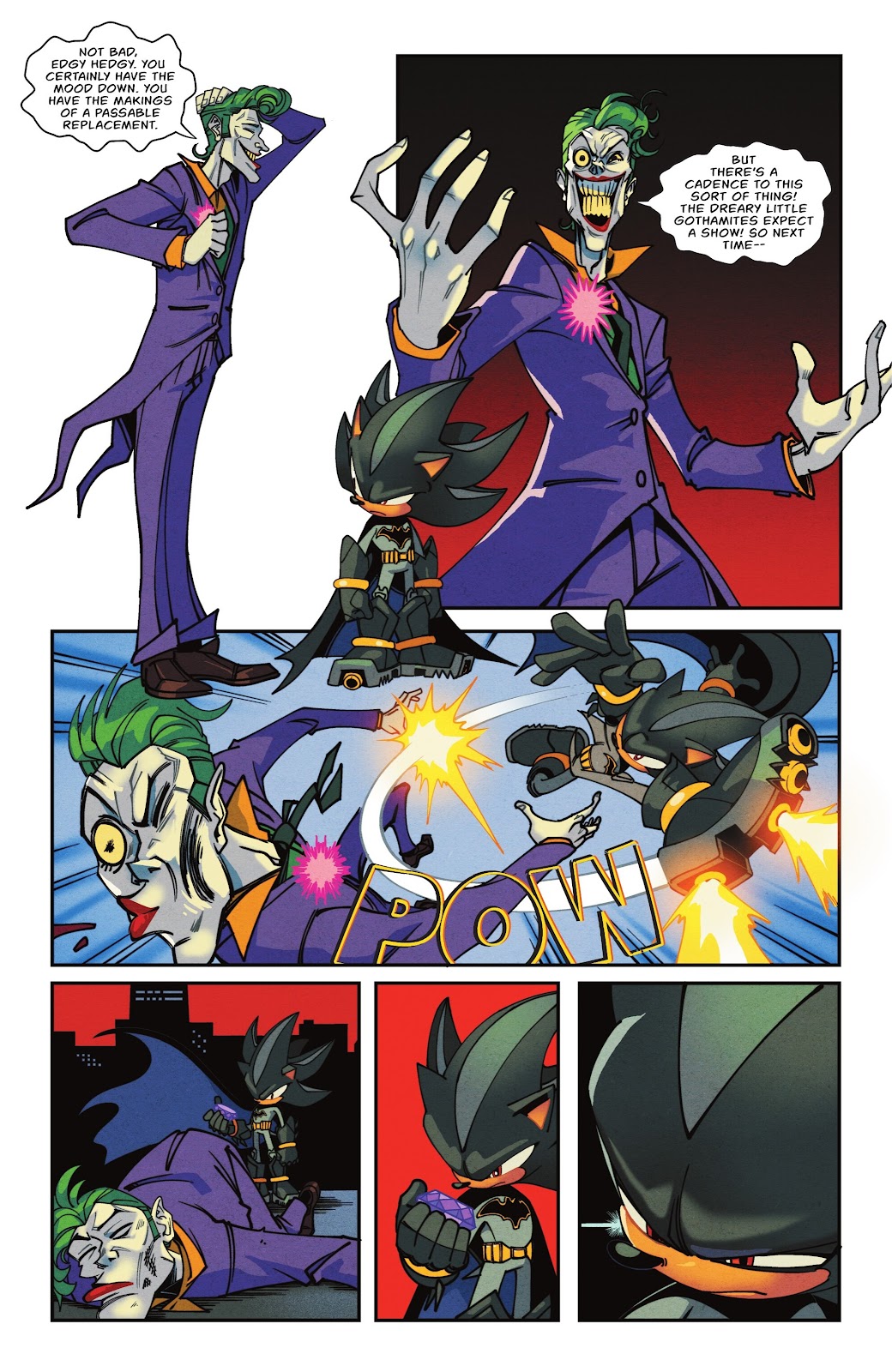 NOT BAD, EDGY HEDGY. YOU CERTAINLY HAVE THE MOOD DOWN. YOU I HAVE THE MAKINGS OF A PASSABLE REPLACEMENT. BUT THERE'S A CADENCE TO THIS SORT OF THING! THE DREARY LITTLE GOTHAMITES EXPECT A SHOW! SO NEXT TIME--