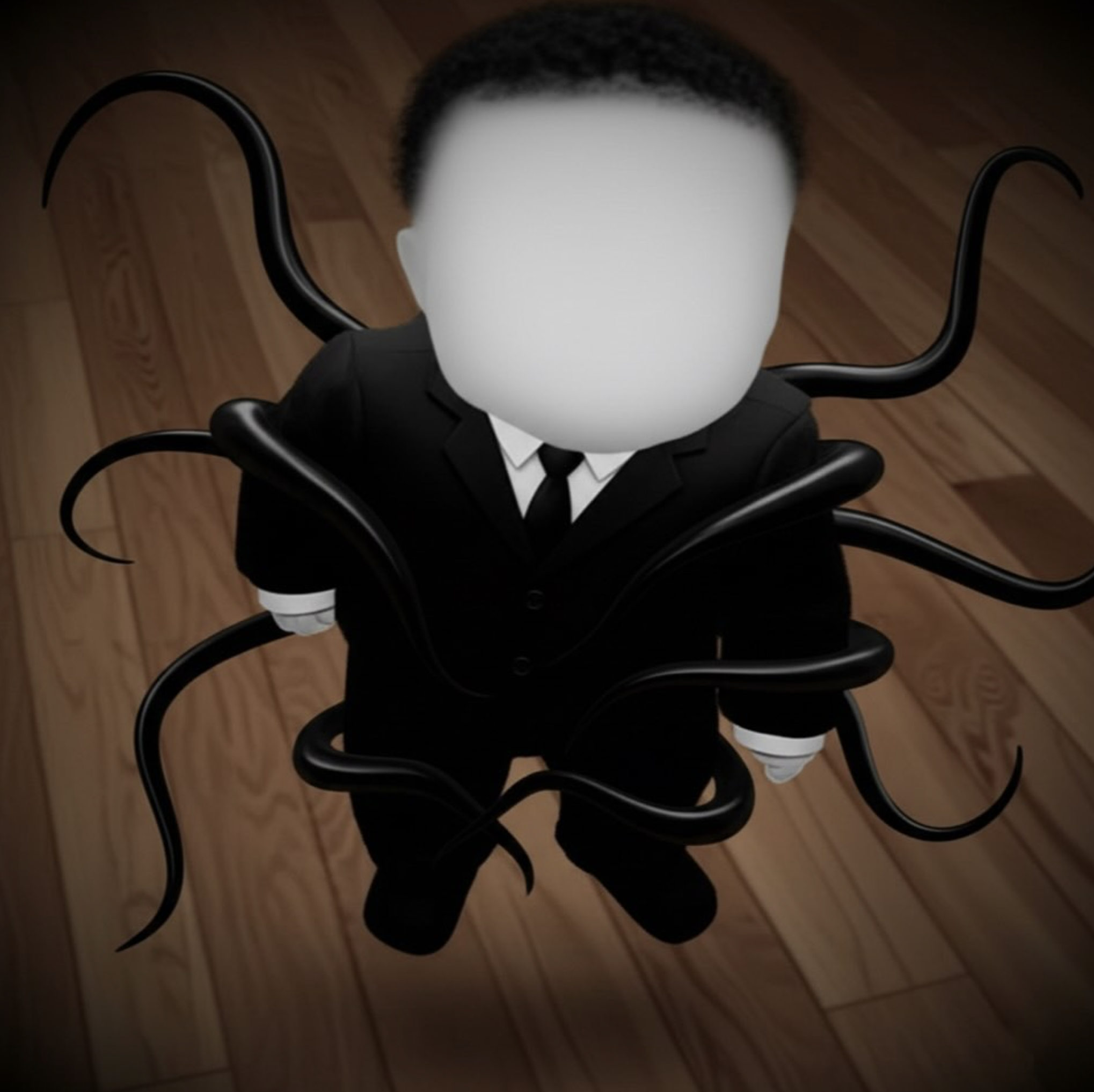 An edit of Montgomery Swizzenbocher as the "creepypasta":https://knowyourmeme.com/memes/creepypasta character "Slender Man":https://knowyourmeme.com/memes/slender-man.