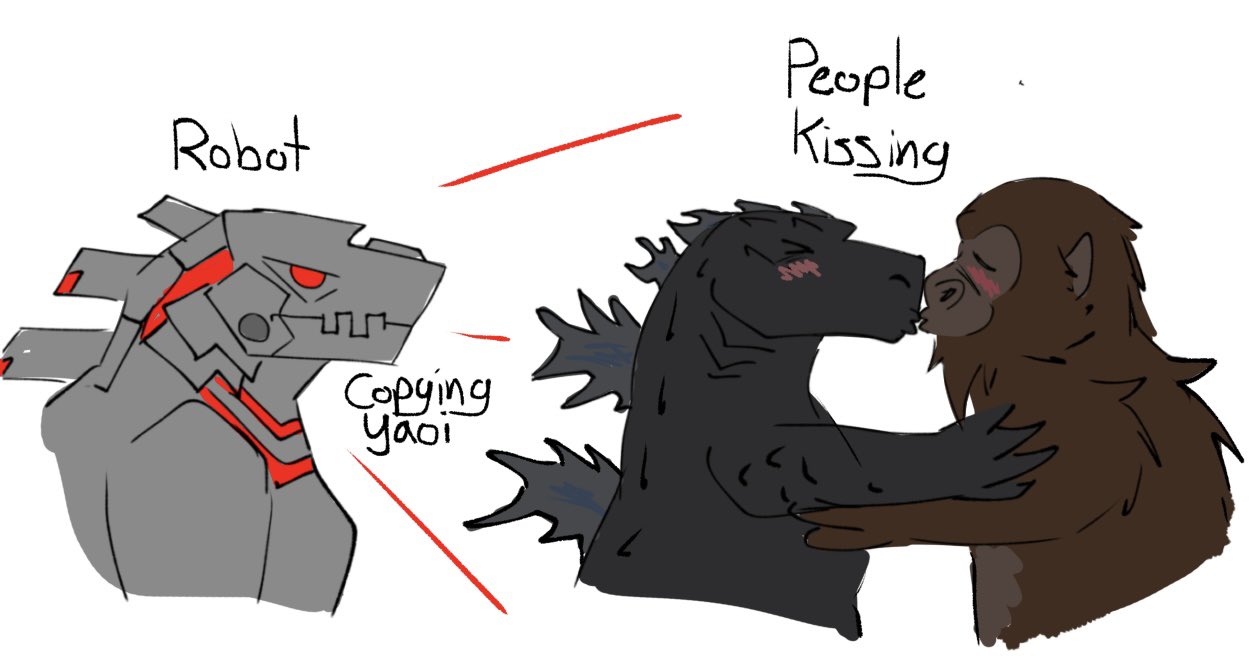 Robot People Kissing Copying yaoi