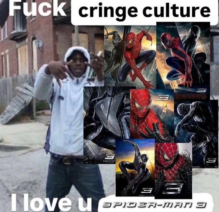 A version of the "I love u X" meme. The meme is about Spider-Man 3.