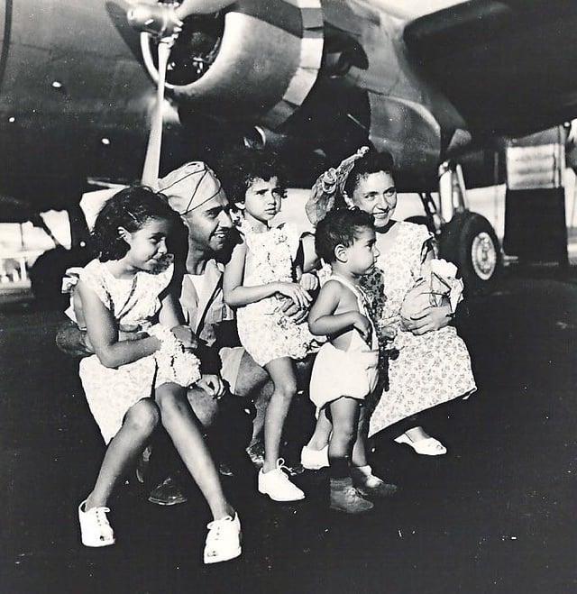 A couple and their kids in 1947